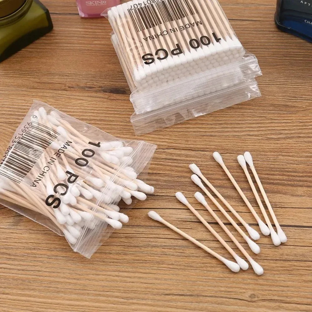 Pointed Tip Cotton Swabs Count Double Pointed Cotton Buds Precision Tips with Bamboo Sticks for Makeup Nail Tools Personal