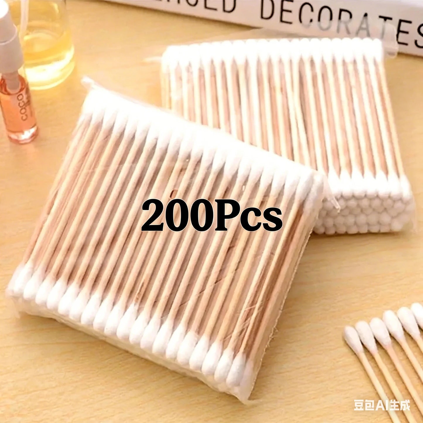 200/500 Double Round Headed Cotton Swabs Headed Cotton Swabs Bamboo Sticks Nose Ears Personal Care