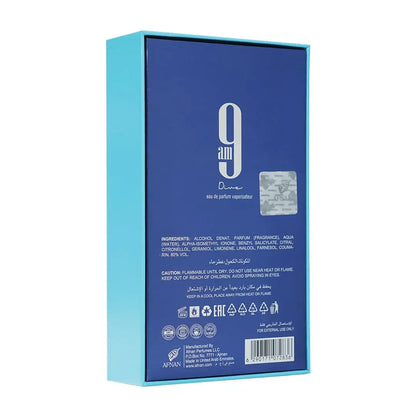 Afnan 9 AM Dive Unisex Eau de Parfum (EDP) 100ML, Fresh Aquatic Citrus Scent, Long Lasting Daytime Spray