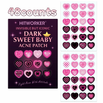 120/48 pieces/box of cute heart-shaped acne patches - non-alcoholic, used to absorb acne secretions, essential for acne care
