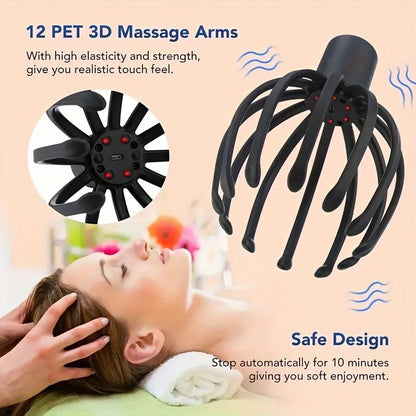 Electric Claw Scalp Massager 3 Vibration Levels USB Rechargeable Neck and Shoulder Relaxation Universal Fit Ideal Gift