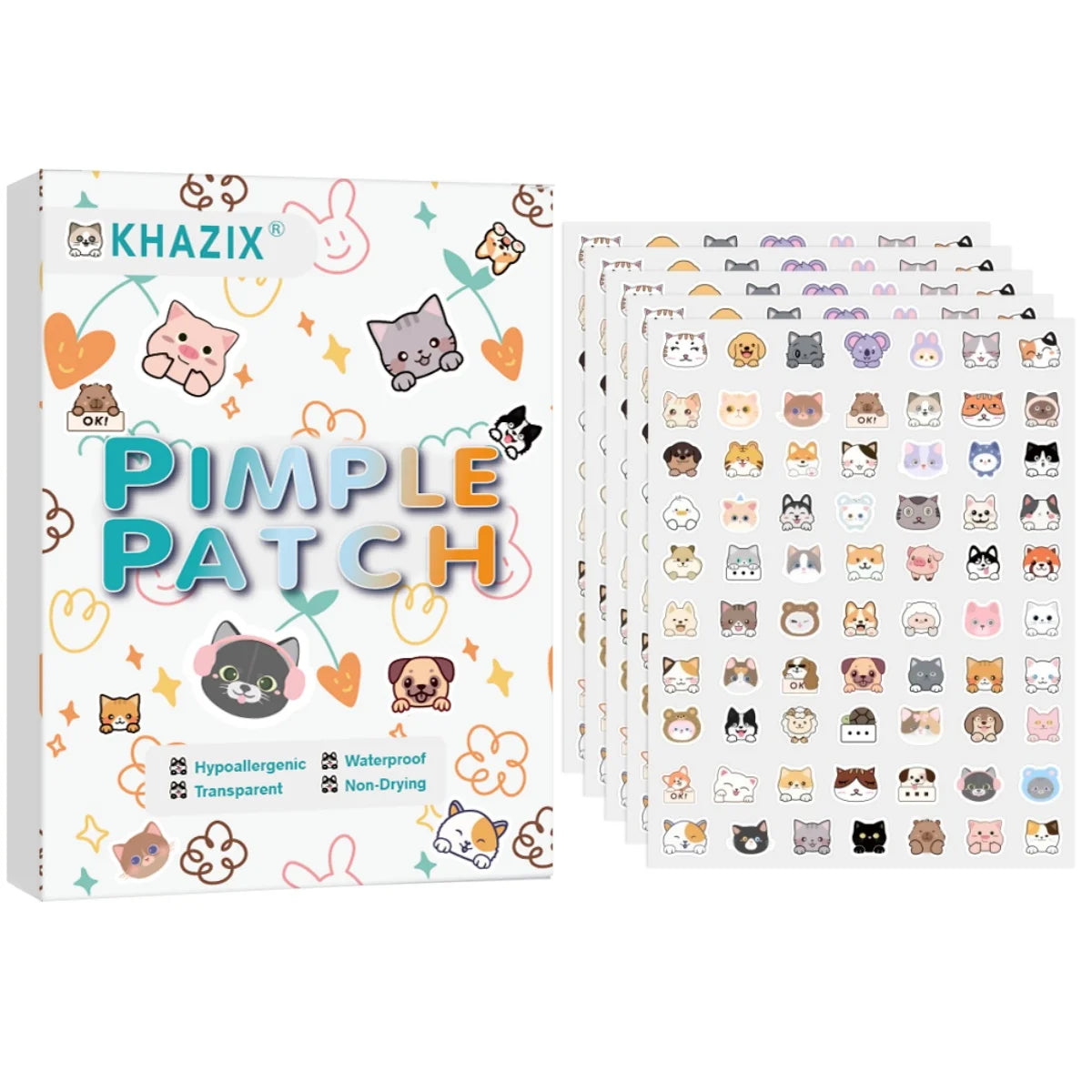 70 pcs Cartoon acne patch, cute cat-shaped facial concealer acne patch, safe, non-toxic
