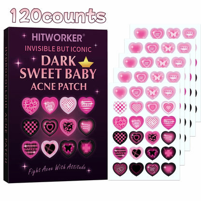 120/48 pieces/box of cute heart-shaped acne patches - non-alcoholic, used to absorb acne secretions, essential for acne care