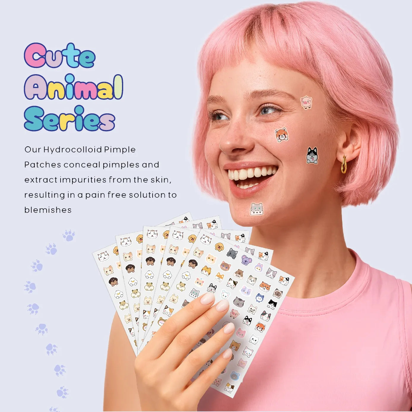 70 pcs Cartoon acne patch, cute cat-shaped facial concealer acne patch, safe, non-toxic