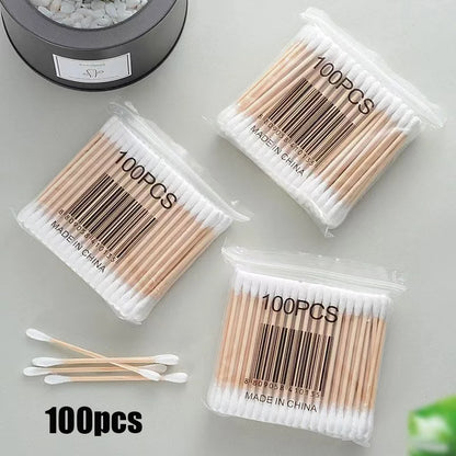 2000/1000pcs Double-Headed Wooden Cotton Swabs Unscented for Makeup Removal And Ear Cleaning.