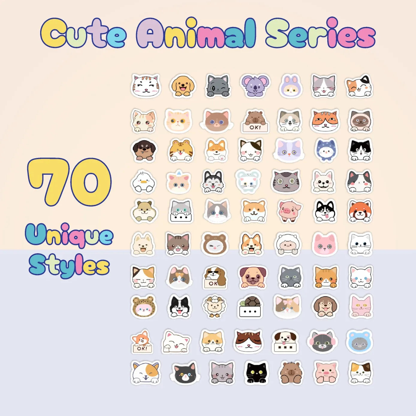 70 pcs Cartoon acne patch, cute cat-shaped facial concealer acne patch, safe, non-toxic